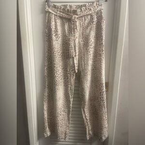American Original Rewash Brand Cheetah/Leopard Linen Blend Paperbag Pants Size L